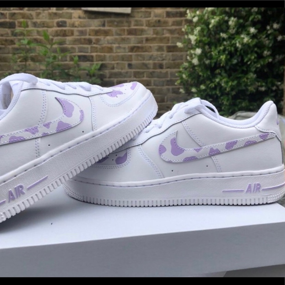 ⚡️Custom Nike Air Force 1 (Lilac Cow Print)⚡️ - Picture 2 of 4